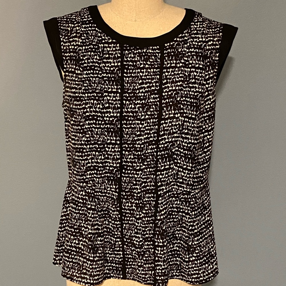 Halogen Black and White Print Blouse Top